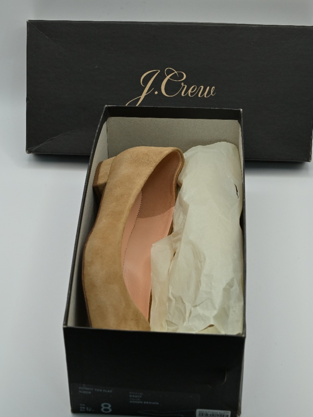 J.CREW WOMENS POINTY TOE FLAT SUEDE  SIZE 8